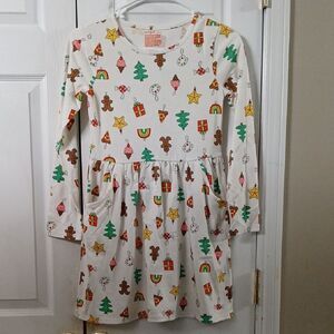 Cat & Jack Christmas tree holiday gingerbread present dress Sz L (10/12) NWOT